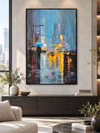 Rainy City Night Hand-Painted Canvas – PS Floating Frame — additional product view 2 at AK Home
