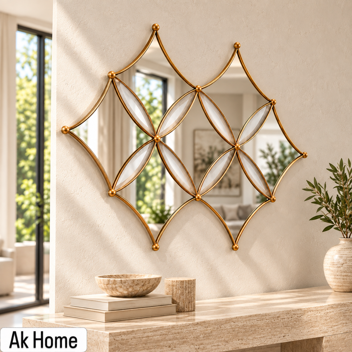 Luxury Gold Geometric Diamond Mirror Set – 3 Pieces — additional product view 3 at AK Home