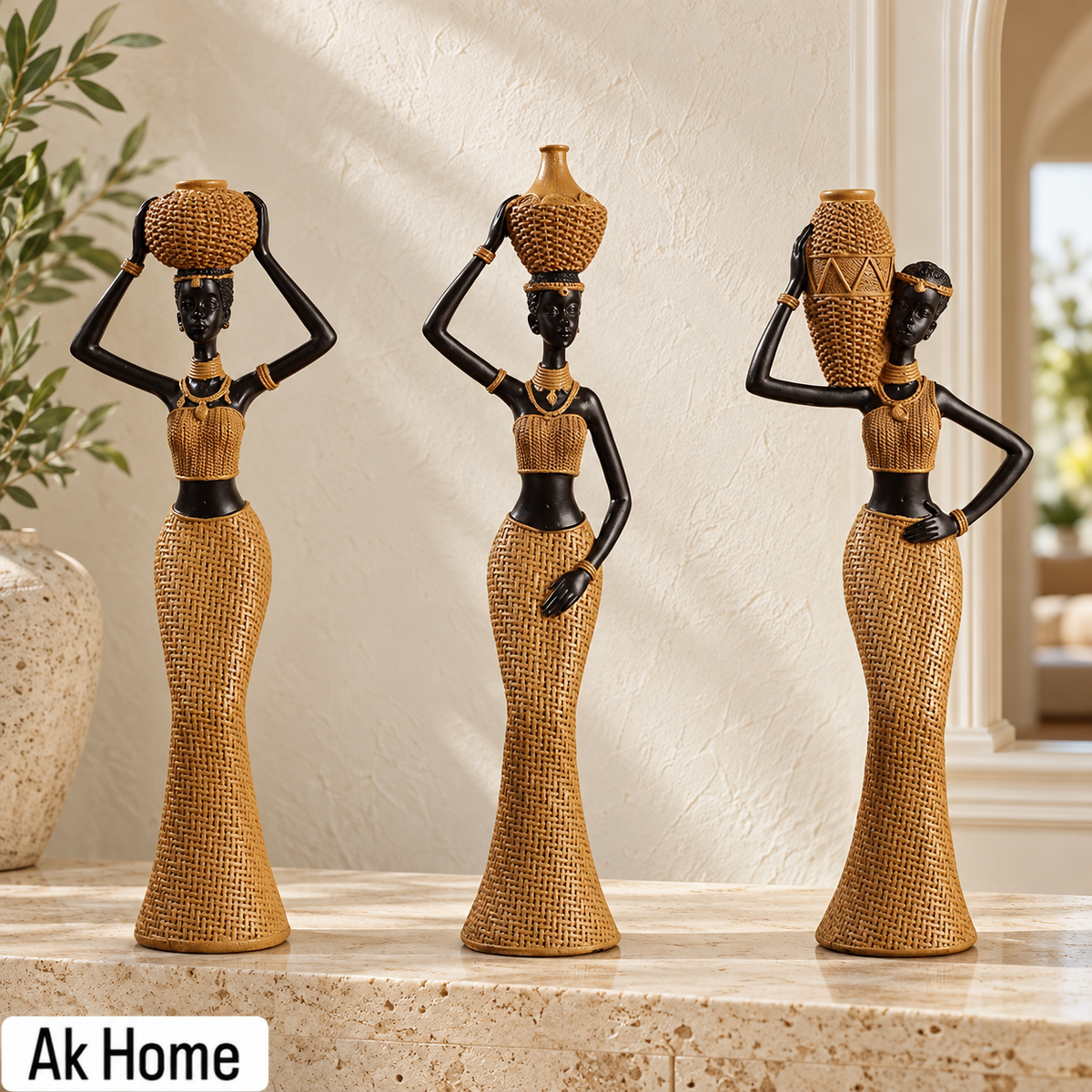 Luxury African Woman Figurine – Set of 3 (A, B & C) — additional product view 2 at AK Home