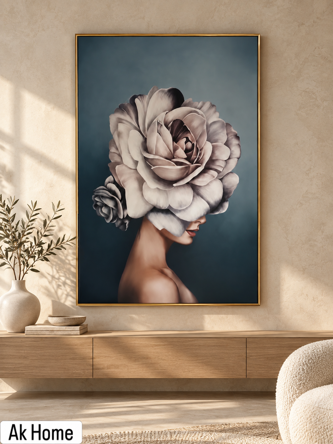 Luxury Rose Headdress Woman Crystal Porcelain Wall Art — product photograph at AK Home