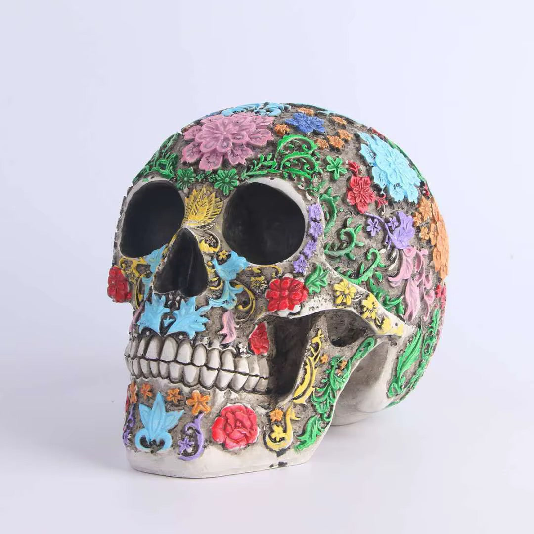 Luxury Floral Skull Sculpture — product photograph at AK Home
