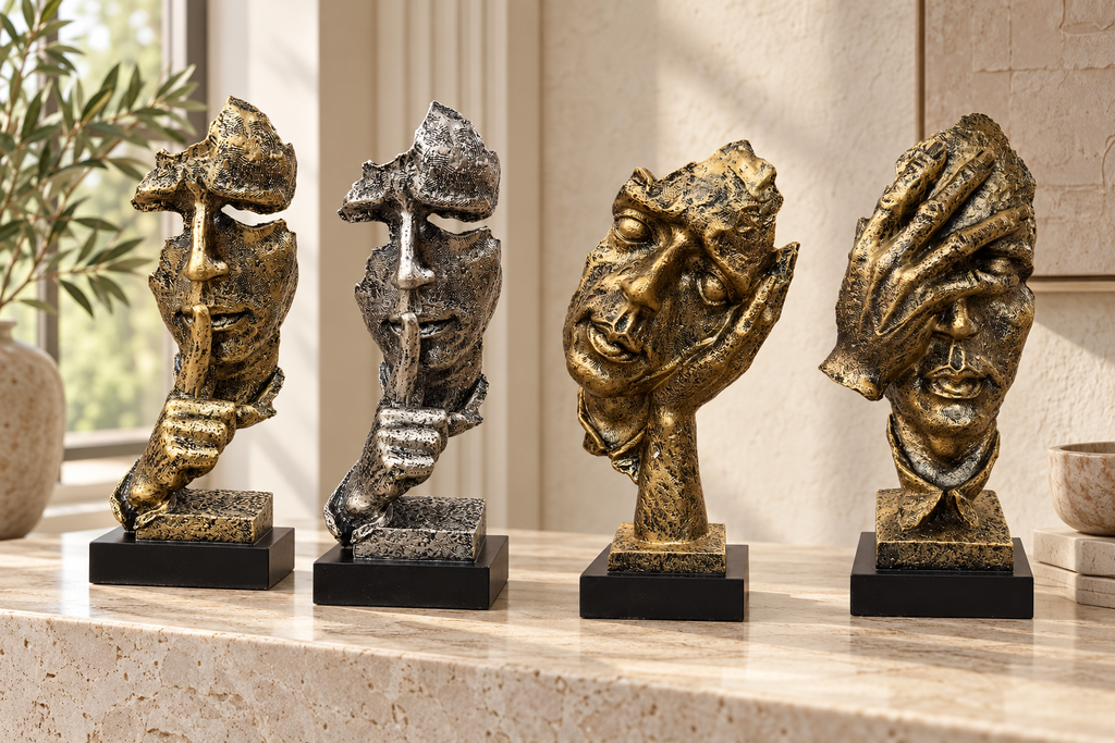 Luxury Bronze Resin Face Sculpture — additional product view 2 at AK Home