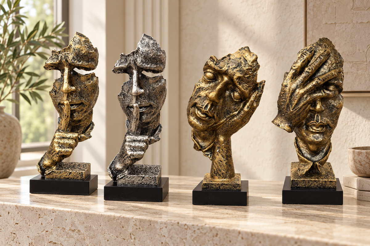 Luxury Bronze Resin Face Sculpture — additional product view 2 at AK Home