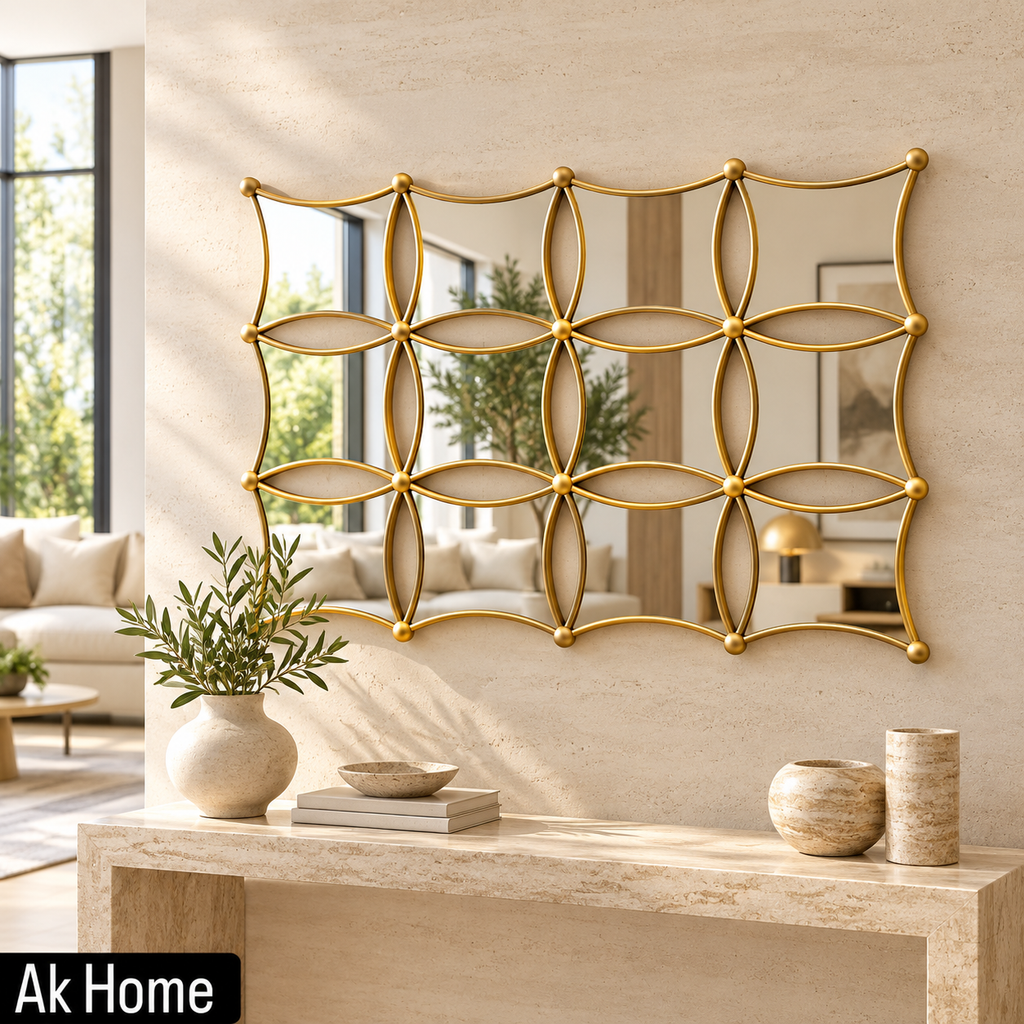 Luxury Gold Geometric Wall Mirror — additional product view 2 at AK Home
