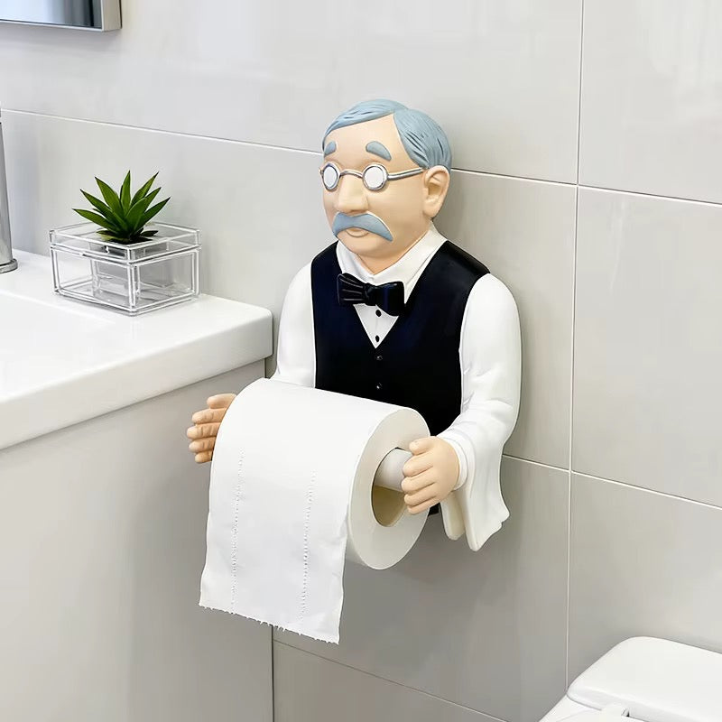 Butler Toilet Paper Holder — wall-mounted resin figurine, AK Home