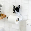 French Bulldog Toilet Paper Holder — wall-mounted resin, black and white, AK Home