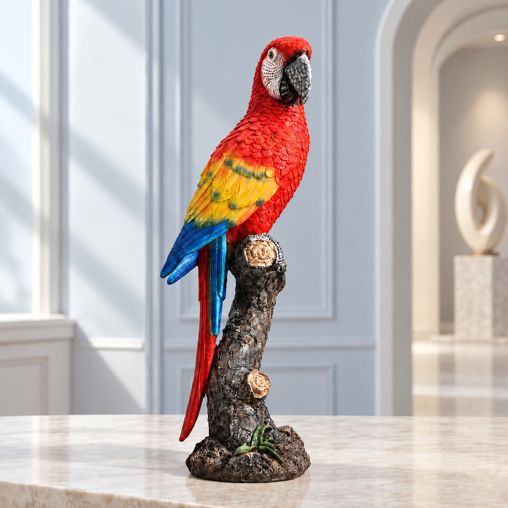 Scarlet Macaw Parrot Sculpture — additional product view 2 at AK Home