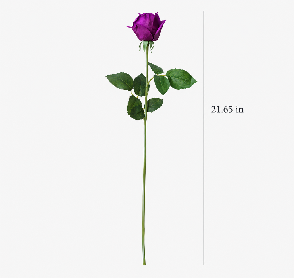 Artificial Real-Touch Purple Rose Stem — additional product view 2 at AK Home