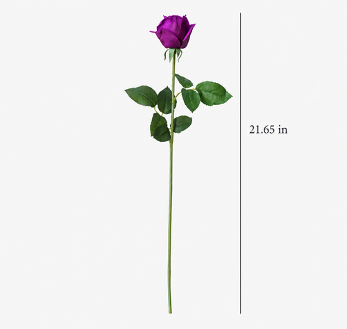 Artificial Real-Touch Purple Rose Stem — additional product view 2 at AK Home
