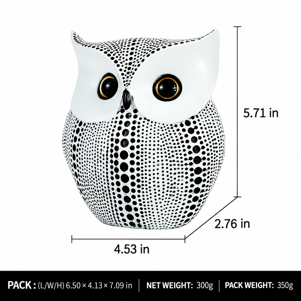 Dotted Owl Resin Sculpture — additional product view 3 at AK Home