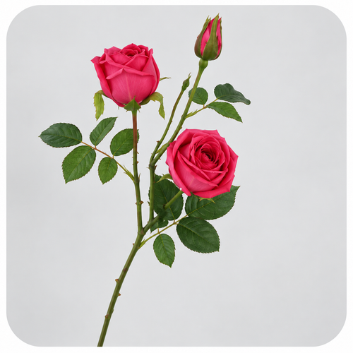 Artificial Real-Touch 3-Head Rose Flower Stem — product photograph at AK Home