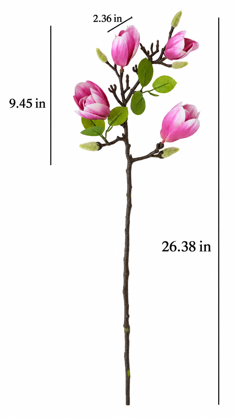 Artificial 4-Head Magnolia Flower Branch — additional product view 2 at AK Home